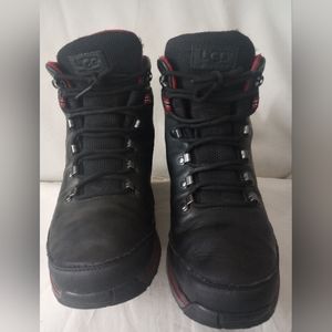 Ugg Ellison Waterproof Shearling Lined Warm Black Leather Boots Mens Size 10